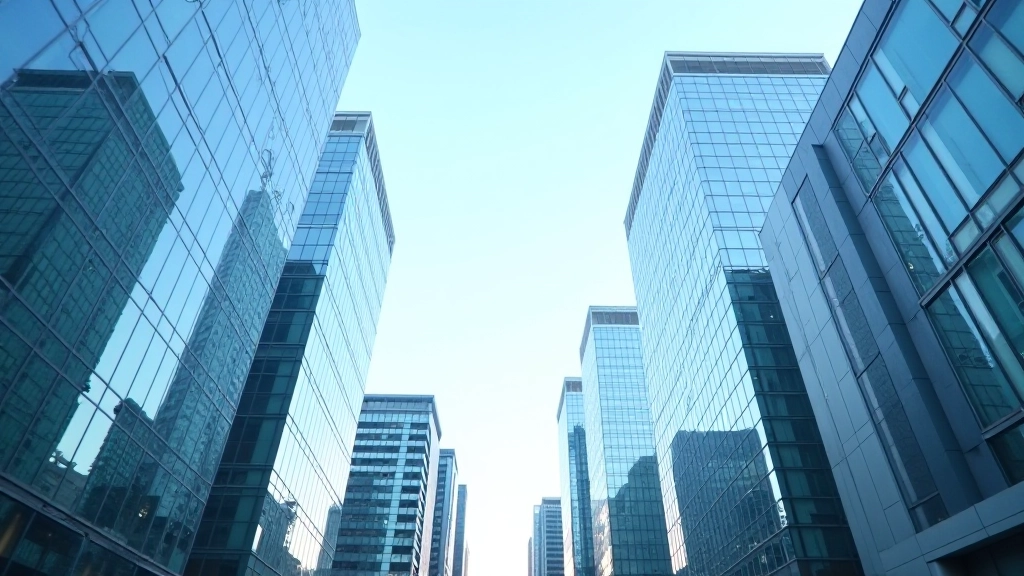 Modernes Finanzviertel mit Hochhäusern und städtischer Architektur